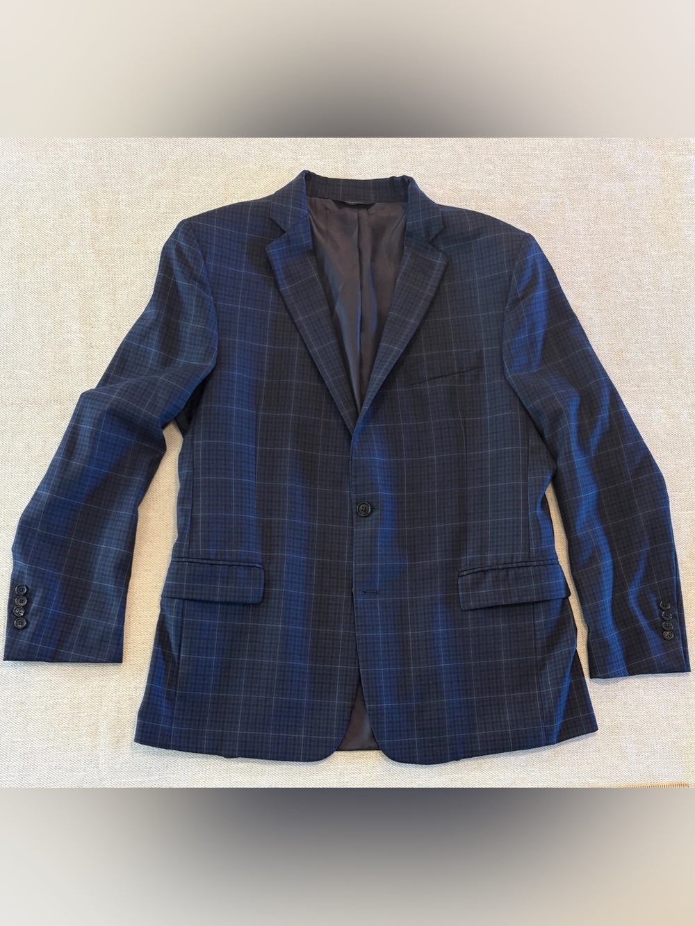 Brooks Brothers 100% Wool Navy Plaid Men's 2 Button Blazer Regent Fit,size 42 R